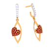 18K Diamond Embossed Red Stone Studded Yellow Gold Earring