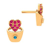 Heart Crystal Studded 18K Gold Earring 