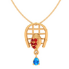 18K Festive Special Gold Pendant For Women With Gemstone