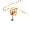 18K Festive Special Gold Pendant For Women With Gemstone