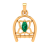 Unique Crafted 18k Lotus Gold Pendant With Green Gemstone