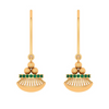 18K Gold Dangler Earrings With Green Gemstone 