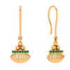 18K Gold Dangler Earrings With Green Gemstone 