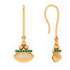 18K Gold Dangler Earrings With Green Gemstone 