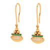 18K Gold Dangler Earrings With Green Gemstone 