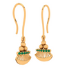 18K Gold Dangler Earrings With Green Gemstone 