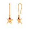 18k Premium Quality Lord Ganesha Gold Earrings With Red Gemstone