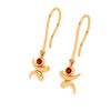 18k Premium Quality Lord Ganesha Gold Earrings With Red Gemstone