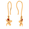 18k Premium Quality Lord Ganesha Gold Earrings With Red Gemstone