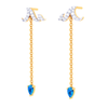 18K Sleek Rain Themed Gold Diamond Earrings For Women 