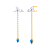 18K Sleek Rain Themed Gold Diamond Earrings For Women 