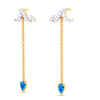 18K Sleek Rain Themed Gold Diamond Earrings For Women 