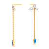 18K Sleek Rain Themed Gold Diamond Earrings For Women 