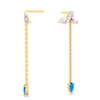 18K Sleek Rain Themed Gold Diamond Earrings For Women 