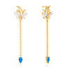 18K Monsoon Floral Motif Gold Diamond Earrings For Women