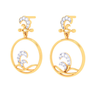 18K Water Droplet Themed Gold Diamond Earrings 