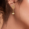 18KT  Sitaar Shaped Gold Earrings From Diamond Collection 