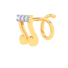 18KT Musical Note Gold Nosepin With Three Stones From Diamond Collection