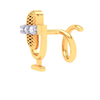 18KT Microphone Shaped Gold Nosepin With Three Stones From Diamond Collection 