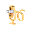 18KT Microphone Shaped Gold Nosepin With Three Stones From Diamond Collection 