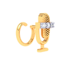 18KT Microphone Shaped Gold Nosepin With Three Stones From Diamond Collection 