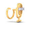 18KT Microphone Shaped Gold Nosepin With Three Stones From Diamond Collection 