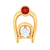 18KT Two Bamboo Kulo Shaped Nosepin with a White and Red Stone From Diamond Collection 