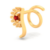 18KT Hand-Fan Shaped Gold Nosepin with a Red Stone From Online Exclusive Collection 