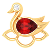 18KT Swan Shaped Stud Gold Nosepin with a Red and White Stone From Diamond Collection 