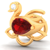 18KT Swan Shaped Stud Gold Nosepin with a Red and White Stone From Diamond Collection 