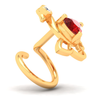 18KT Swan Shaped Stud Gold Nosepin with a Red and White Stone From Diamond Collection 