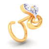 18KT Unique Love Shaped Gold Nosepin with Two Diamonds From Diamond Collection 