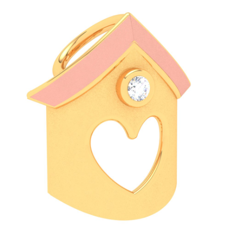 18K tiny home shape gold & diamond pendant from Diamond Collection