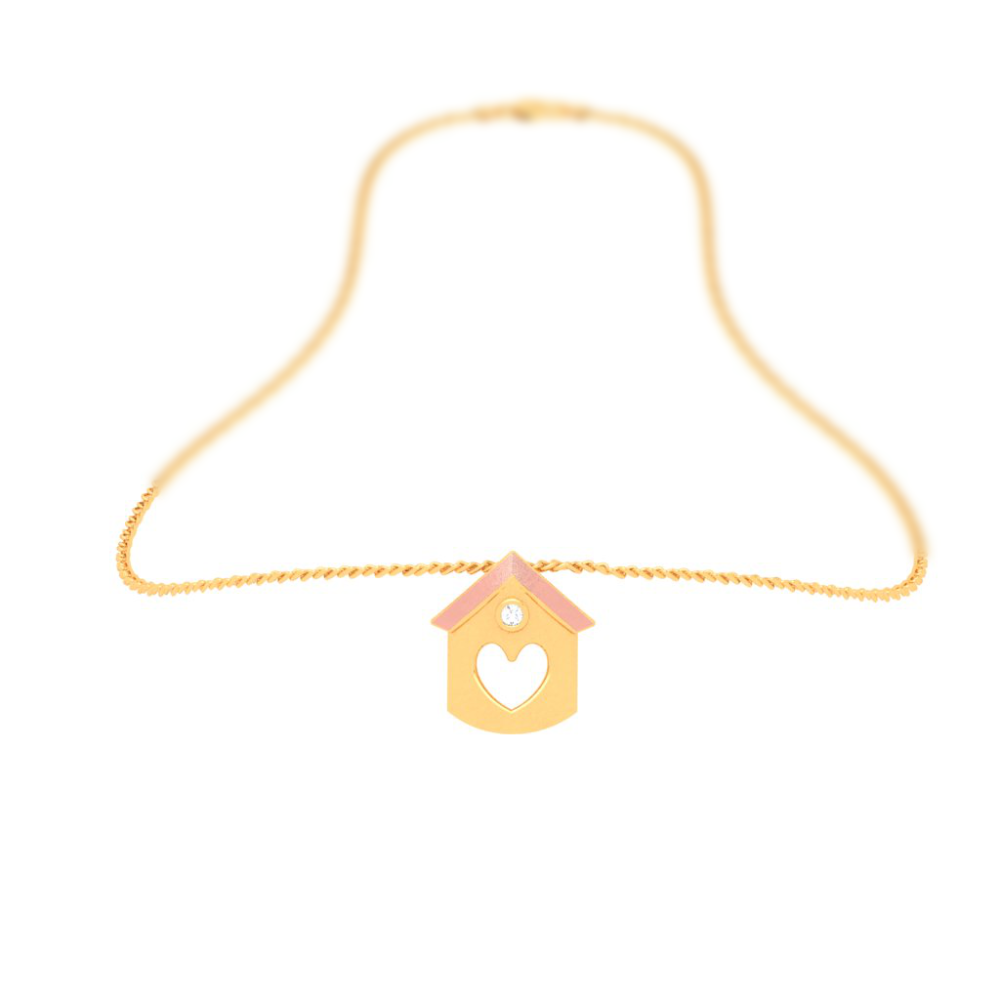 18K tiny home shape gold & diamond pendant from Diamond Collection