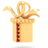 18K gift box shape gold pendant with red stones from Online Exclusive Collection 