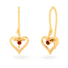 18KT Heart Shape And Red Stone Gold Drop Earring From Online Exclusive Collection 