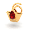 18KT Diya Shape Gold Nosepin With A Raindrop Shape Red Stone From Online Exclusive Collection 