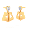 18K Book-shaped Gold Stud Earrings with a love shaped Diamond