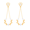 18K leafy design diamond earring with a unique flower shape\
 detail from Diamond Collection 