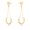 18K leafy design diamond earring with a unique flower shape\
 detail from Diamond Collection 