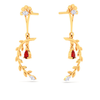 18K leafy design diamond earring with a unique flower shape\
detail & a red stone from Diamond Collection 