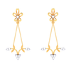 18K leafy design drop style diamond earring with a unique \
flower shape detail from Diamond Collection 