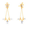 18K leafy design drop style diamond earring with a unique \
flower shape detail from Diamond Collection 