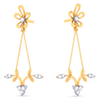 18K leafy design drop style diamond earring with a unique \
flower shape detail from Diamond Collection 