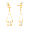 18k butterfly design diamond earring with a \
unique leafy detail from Diamond Collection 