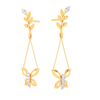 18k butterfly design diamond earring with a \
unique leafy detail from Diamond Collection 