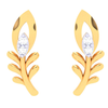 18K unique leafy shape diamond stud earring from\
Diamond Collection 