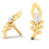 18K unique leafy shape diamond stud earring from\
Diamond Collection 