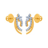 18k (750) Yellow Gold and Diamond Stud Earrings for Women