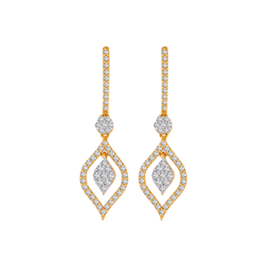 18KT (750) Yellow Gold And Solitaire Jhumki Earrings For Women